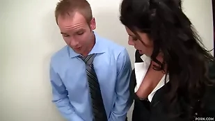 Brunette office cougar Leena Sky in intense hardcore encounter