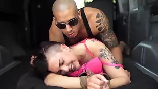 Young brunette gets dominated in car and punished for being bad