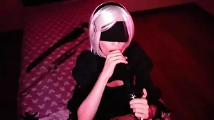 Blindfolded Nier's wife experiences wild 1080p sex machine ride