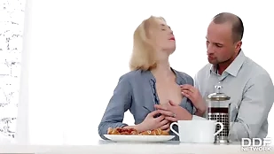 Blonde beauty goes hardcore in the kitchen for a steamy 1080p encounter