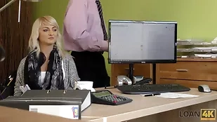 Blonde office worker gets secretly filmed while giving a hardcore blowjob