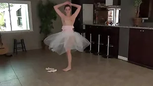 A stunning white ballerina undresses and pleasures herself in 720p