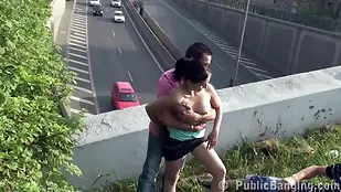 Thrilling car sex encounter with fearless motorist and bold passenger