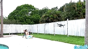 Intimate 1080p footage of women's private parts captured by drone camera