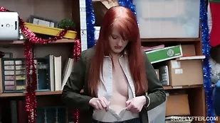 Young redhead encounters difficulties and faces severe punishment during intense office encounter