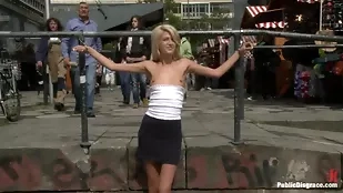 Blonde beauty Zenza Raggi experiences harsh punishment in public humiliation scene