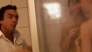 Wild European group sex with young blonde in bathtub