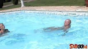 Blonde beauty enjoys hardcore anal sex in thrilling poolside encounter